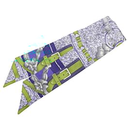 Hermès-Hermes Twilly GRAND MANAGE Scarf Muffler-Red,Multiple colors,Light blue