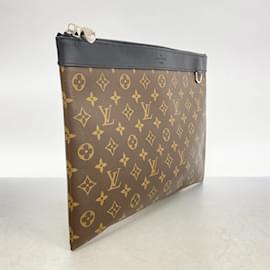 Louis Vuitton-Louis Vuitton Monogram Macassar Pochette Discovery Clutch Bag-Brown,Black