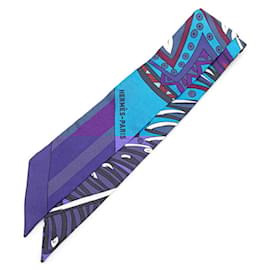 Hermès-Hermes Twilly Scarf - Le Jardin de la Maharani-Blue,Multiple colors,Purple