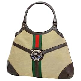 Gucci-Gucci Shoulder Bag Sherry Line Interlocking G-Brown,Red,Green