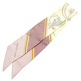 Hermès-Hermes Twilly LES VOITURES A TRANSFORMATION Scarf-Pink,Multiple colors,Yellow
