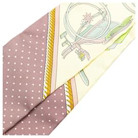 Hermès-Hermes Twilly LES VOITURES A TRANSFORMATION Scarf-Pink,Multiple colors,Yellow