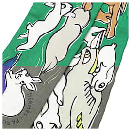 Hermès-Hermes Twilly Mille et Un Lapins Scarf-Multiple colors,Green