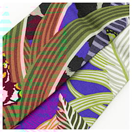 Hermès-Hermes Twilly Jaguar Quetzal Scarf-Blue,Multiple colors