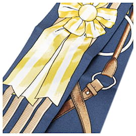 Hermès-Hermes Twilly JUNPING Scarf Muffler-Brown,Multiple colors,Navy blue