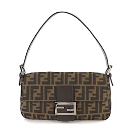 Fendi-Fendi Zucca Mamma Baguette Shoulder Bag-Brown