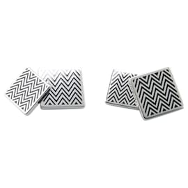 Hermès-Hermes Black Metal Cufflinks-Black