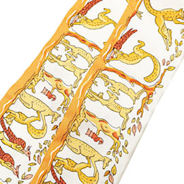Hermès-Hermes Twilly Animal Motif Scarf-White,Multiple colors,Orange