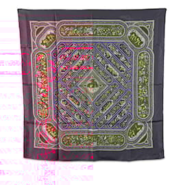 Hermès-Hermes Carre 90 QALAMDAN Scarf-Multiple colors,Purple