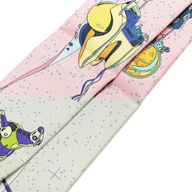 Hermès-Hermes Twilly SPACE DERBY Scarf-Pink,Multiple colors