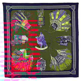 Hermès-Hermes Carre 90 CUIRS DU DESERT Scarf-Red,Multiple colors