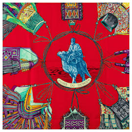 Hermès-Hermes Carre 90 CUIRS DU DESERT Scarf-Red,Multiple colors