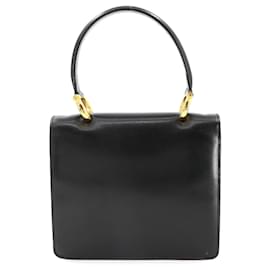 Céline-Celine Gancini Handbag in Black Leather-Black