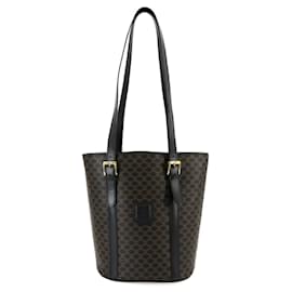 Céline-Celine Macadam Pattern Leather Tote Bag-Brown,Black
