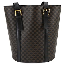 Céline-Celine Macadam Pattern Leather Tote Bag-Brown,Black