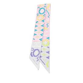 Hermès-Hermes Twilly Kelly en Perles Scarf Muffler-Pink,Multiple colors