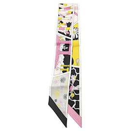 Hermès-Hermes Twilly FACTORY SUITE Scarf-White,Multiple colors