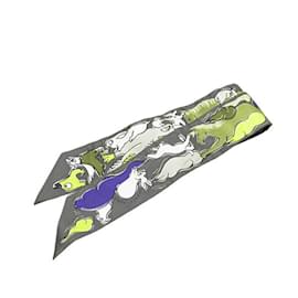 Hermès-Hermes Twilly Mille et Un Lapins Scarf-Multiple colors,Green