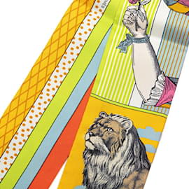 Hermès-Hermes Twilly Grand Theatre Nouveau Scarf-Pink,Multiple colors,Yellow