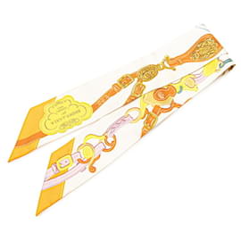 Hermès-Hermes Twilly Brides de Gala Applique Pique Scarf-White,Multiple colors
