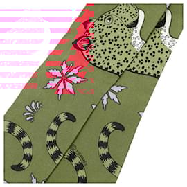 Hermès-Hermes Twilly LES LEOPARDS Leopard Scarf-Multiple colors,Orange
