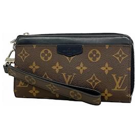 Louis Vuitton-Louis Vuitton Long Wallet Monogram Macassar Zippy Dragonne-Brown,Black
