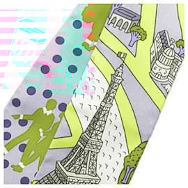 Hermès-Hermes Twilly Les Nouveaux Amoureux de Paris Scarf-Multiple colors,Green,Orange