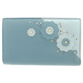 Bottega Veneta Blue Leather Bi-fold Wallet Blue