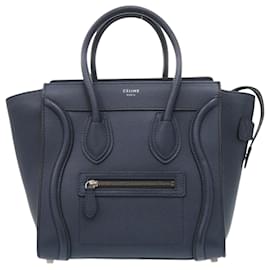 Céline-Celine Luggage Micro Shopper Handbag-Navy blue