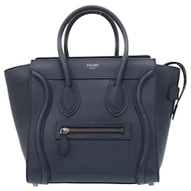 Céline-Celine Luggage Micro Shopper Handbag-Navy blue
