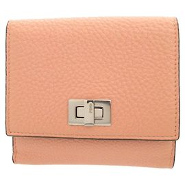 Cartera doble de cuero rosa Fendi Peekaboo Rosa