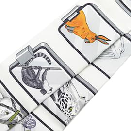 Hermès-Hermes Twilly HERMES STORY Scarf Muffler-White,Multiple colors