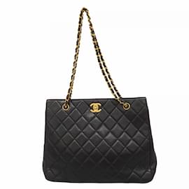 Chanel-Chanel Black Lambskin Tote Bag-Black