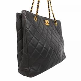 Chanel-Chanel Black Lambskin Tote Bag-Black