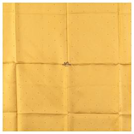 Hermès-Écharpe Punching Hermès Carre 90-Noir,Jaune