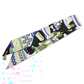 Hermès-Hermes Twilly Charm La Patisserie Francaise Scarf-Black,Multiple colors,Beige