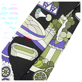 Hermès-Hermes Twilly Charm La Patisserie Francaise Scarf-Black,Multiple colors,Beige