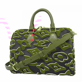 Louis Vuitton-Louis Vuitton Monogram Tufted Speedy Bandouliere 25 Handbag-Black,Red