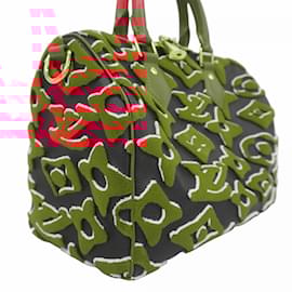 Louis Vuitton-Louis Vuitton Monogram Tufted Speedy Bandouliere 25 Handbag-Black,Red