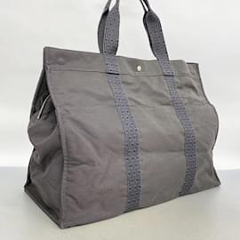 Hermès-Sac Tote Hermes Air Line TGM en toile grise-Marron