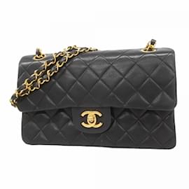 Chanel-Chanel Black Lambskin Shoulder Bag-Black