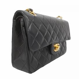 Chanel-Chanel Black Lambskin Shoulder Bag-Black