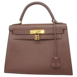Hermès-Sac à main Hermes Kelly 28 en Cacao-Chocolat