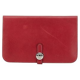 Hermès Hermes Dogon GM Long Wallet in Red Leather Red