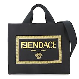 Fendi-Sac à main Fendi Fendace 2 en 1-Noir,Doré