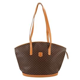 Céline-Celine Macadam Leather Tote Bag-Brown