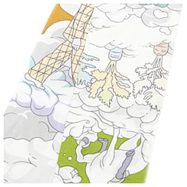 Hermès-Hermes Twilly Sur Mon Nuage Scarf-Brown,White,Multiple colors