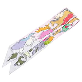 Hermès-Hermes Twilly MILLE ET UN LAPINS Scarf-Pink,Multiple colors