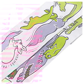 Hermès-Hermes Twilly MILLE ET UN LAPINS Scarf-Pink,Multiple colors