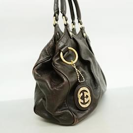 Gucci-Gucci Dark Brown Leather Tote Bag-Dark brown